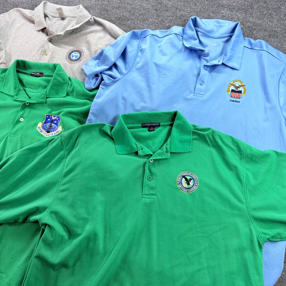 Port Authority Military Polo Shirt Lot 4pc Air Force Logistics Agency 2XL XL Men
